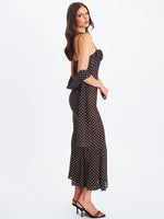 Yadira Brown Base Polka Dot Chiffon Maxi Dress Miss Circle