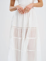 Eden Square Neck Ruffle Trim High Waist Midi Dress