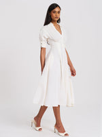Palina Lyocell Pleated Midi Preppy Shirt Dress Miss Circle