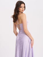 Raegan Taro Purple Jacquard Rouched Maxi Dress