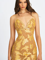 Edie Gold Beaded Sequin Midi Pencil Dress Miss Circle