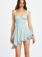 Yaffa Baby Blue Asymmetrical Mini Dress Miss Circle
