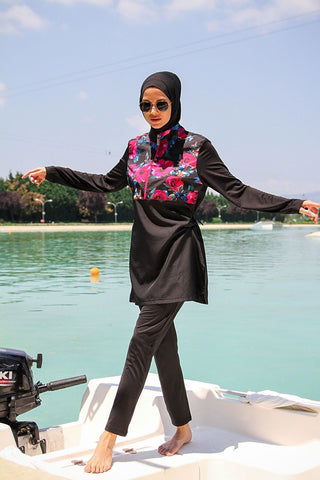Woven Black Burkini Modest Swimwear M2268 - By Baano