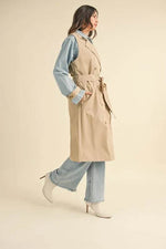 MABLE Layered Look Trench Coat With Denim Jacket - By Baano