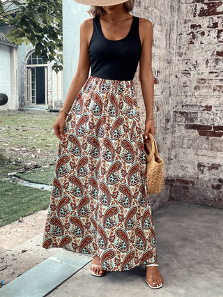 Paisley Scoop Neck Sleeveless Maxi Dress