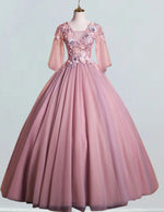 Women's Pink Lace V-Neck Evening Gown | Prom & Formal Dresses