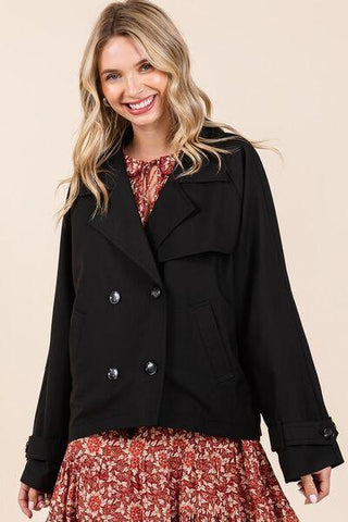 Mittoshop Double Breasted Long Sleeve Trench Coat Jacket - By Baano