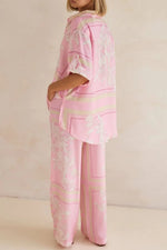 Printed Button Up Shirt and Pants Set - By Baano