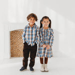 Blue Mix Plaid Boys Shirt - By Baano