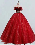 Burgundy strapless velvet beading long tulle ball gown bridal party dress princess wedding gown