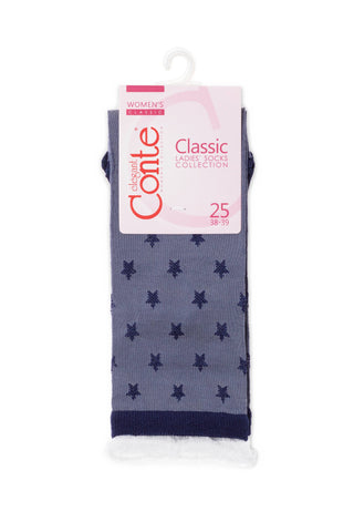 Conte Socks Classic - 491 Glossy Pattern and Decorative Transparent Mesh - By Baano