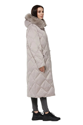 Genuine Polar Fox Fur Collar-Hood Down Winter Coat - By Baano