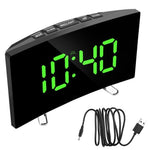 7 Inch LED Digital Desktop Alarm Clock Curved Dimmable Table Clock Table Alarm Clock 7 Inch Curved Dimmable LED Electronic Digital Desktop Clock for Kids Bedroom Large Number Table Clock Mirror Luxury For Kids Bedroom Home Decors Stevvex