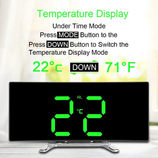 7 Inch LED Digital Desktop Alarm Clock Curved Dimmable Table Clock Table Alarm Clock 7 Inch Curved Dimmable LED Electronic Digital Desktop Clock for Kids Bedroom Large Number Table Clock Mirror Luxury For Kids Bedroom Home Decors Stevvex