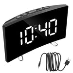 7 Inch LED Digital Desktop Alarm Clock Curved Dimmable Table Clock Table Alarm Clock 7 Inch Curved Dimmable LED Electronic Digital Desktop Clock for Kids Bedroom Large Number Table Clock Mirror Luxury For Kids Bedroom Home Decors Stevvex