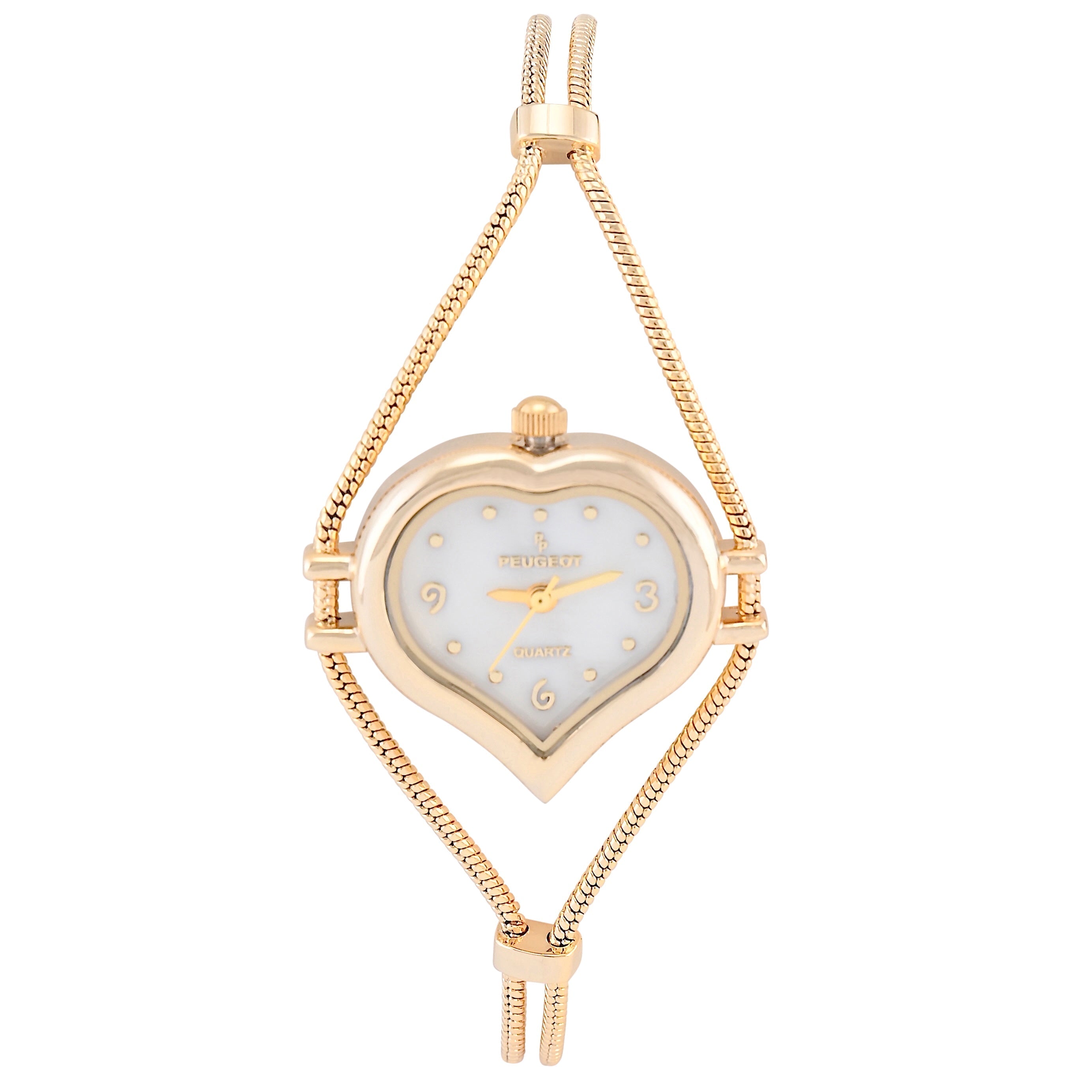 Women's Gold-Tone Heart Shape Wire Watch with MOP dial Peugeot Watches