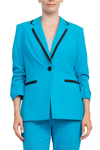 John Meyer Notched Collar Jacket & Banded Waist Pant Set - Women's 2 Piece Crepe Business Suit - By Baano