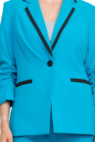 John Meyer Notched Collar Jacket & Banded Waist Pant Set - Women's 2 Piece Crepe Business Suit - By Baano