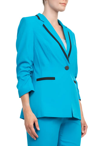 John Meyer Notched Collar Jacket & Banded Waist Pant Set - Women's 2 Piece Crepe Business Suit - By Baano