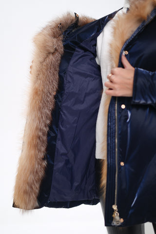 Genuine Red Fox Premium Down Fill Vinyl Parka - By Baano
