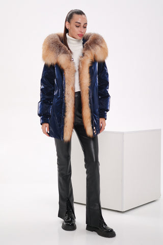Genuine Red Fox Premium Down Fill Vinyl Parka - By Baano