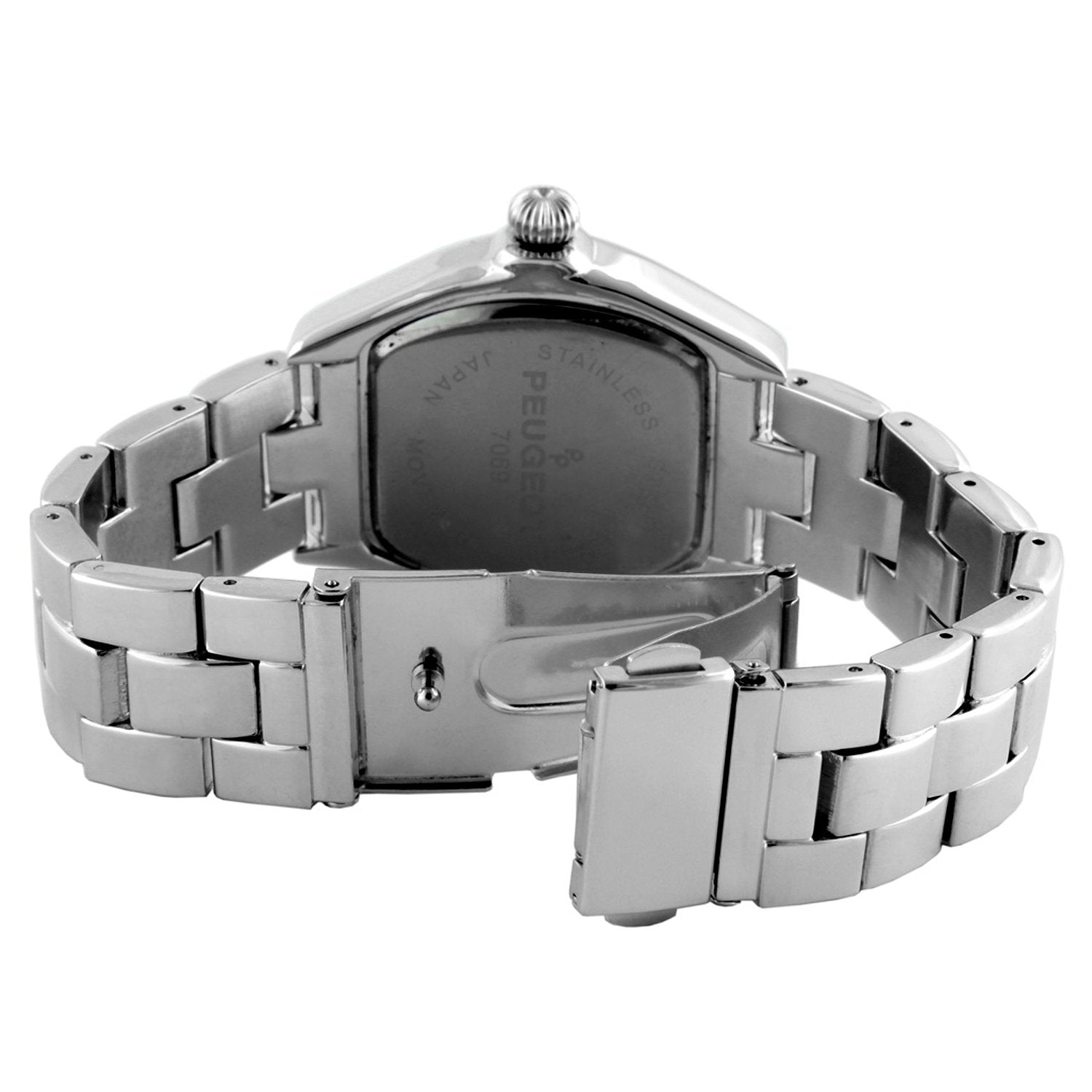 Women's Silver Status Bracelet Watch 36x33mm Barrel Shape Roman Dial Peugeot Watches