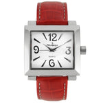 Women's Square 35x40mm Easy Read Big Face Watch with Leather Band Peugeot Watches