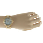Women 38mm Gold Plated Bracelet Watch With Crystal Bezel