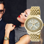 Women's Gold 40mm Multi-Function Watch with Crystal Bezel Peugeot Watches