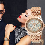Women's Rose Gold 40mm Multi-Function Watch with Crystal Bezel Peugeot Watches