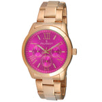 Women's 40mm Pink Dial Boyfriend Watch Multi-Function Steel Bracelet Peugeot Watches