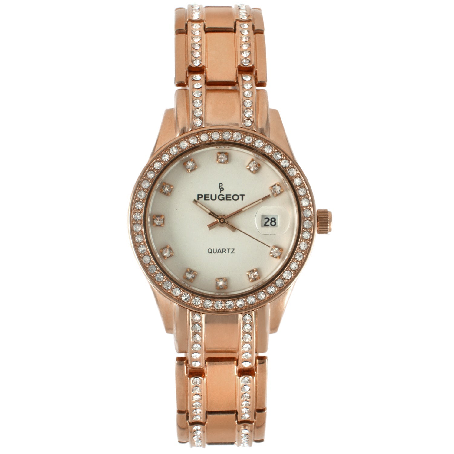 Womens Luxury Status Rose Gold Swarovski Crystal Watch Peugeot Watches