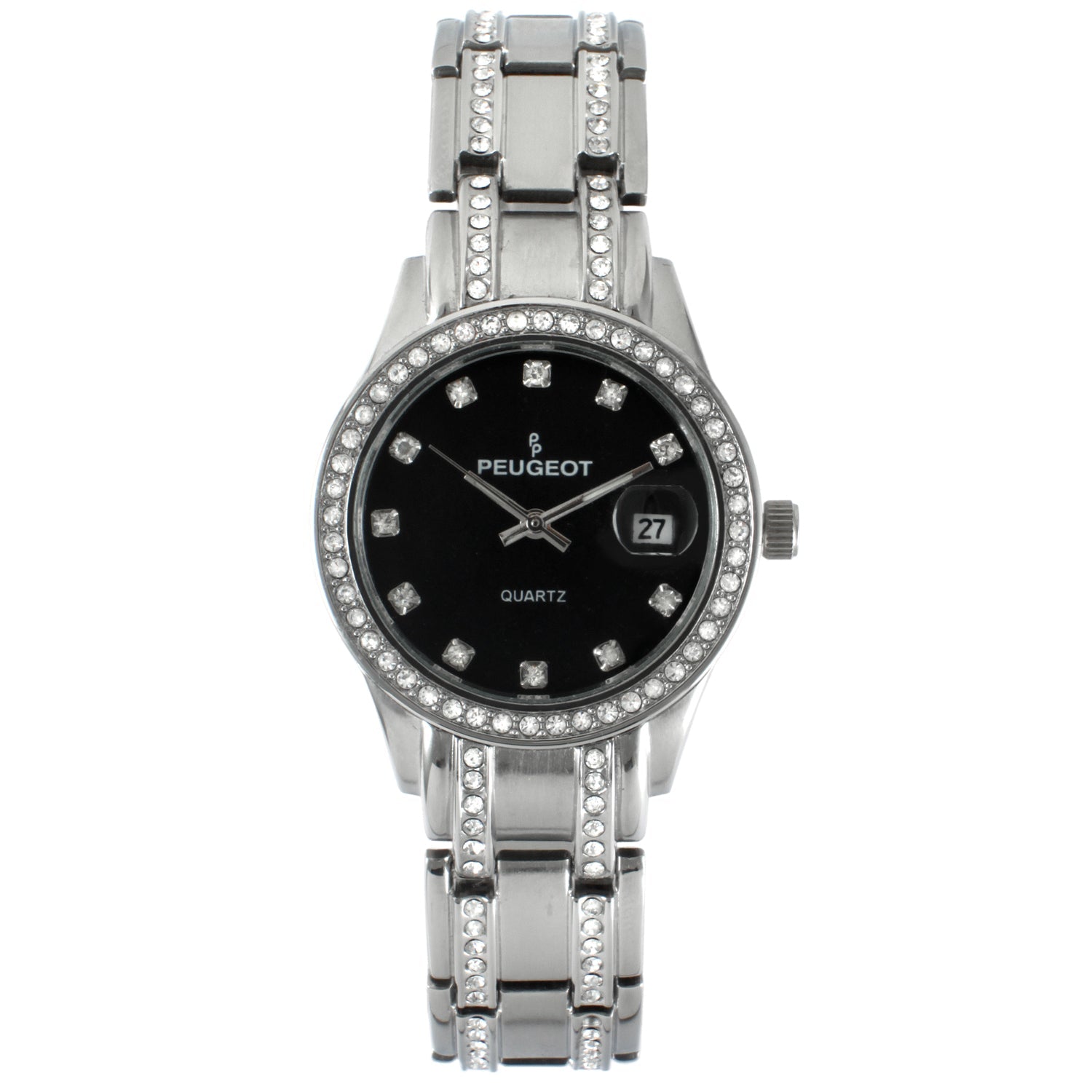 Womens Luxury Status Silver Swarovski Crystal Bracelet Watch Peugeot Watches