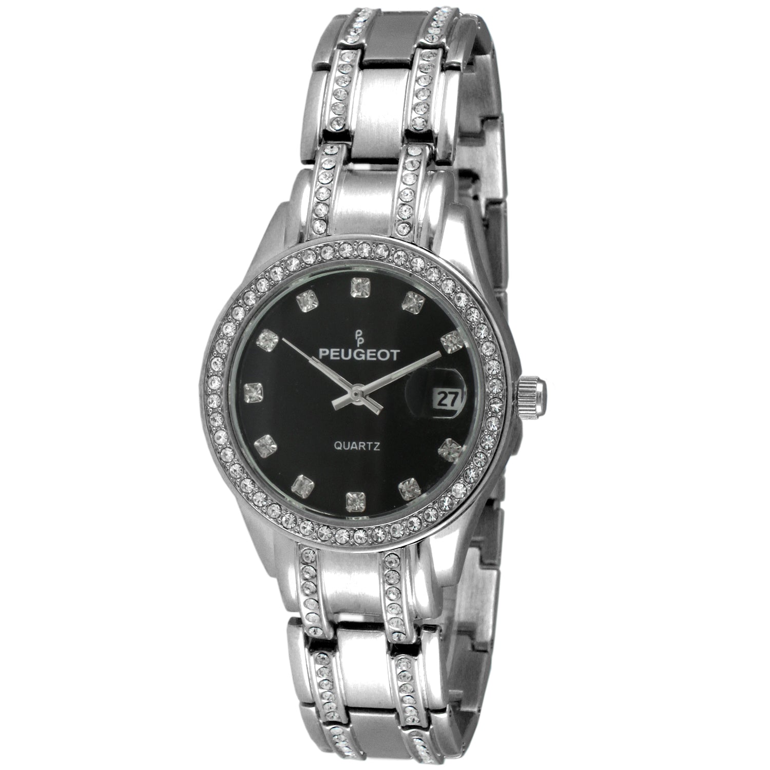 Womens Luxury Status Silver Swarovski Crystal Bracelet Watch Peugeot Watches