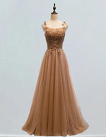 Women's Elegant Tulle Lace Applique Prom Dress | Spaghetti Strap Evening Gown