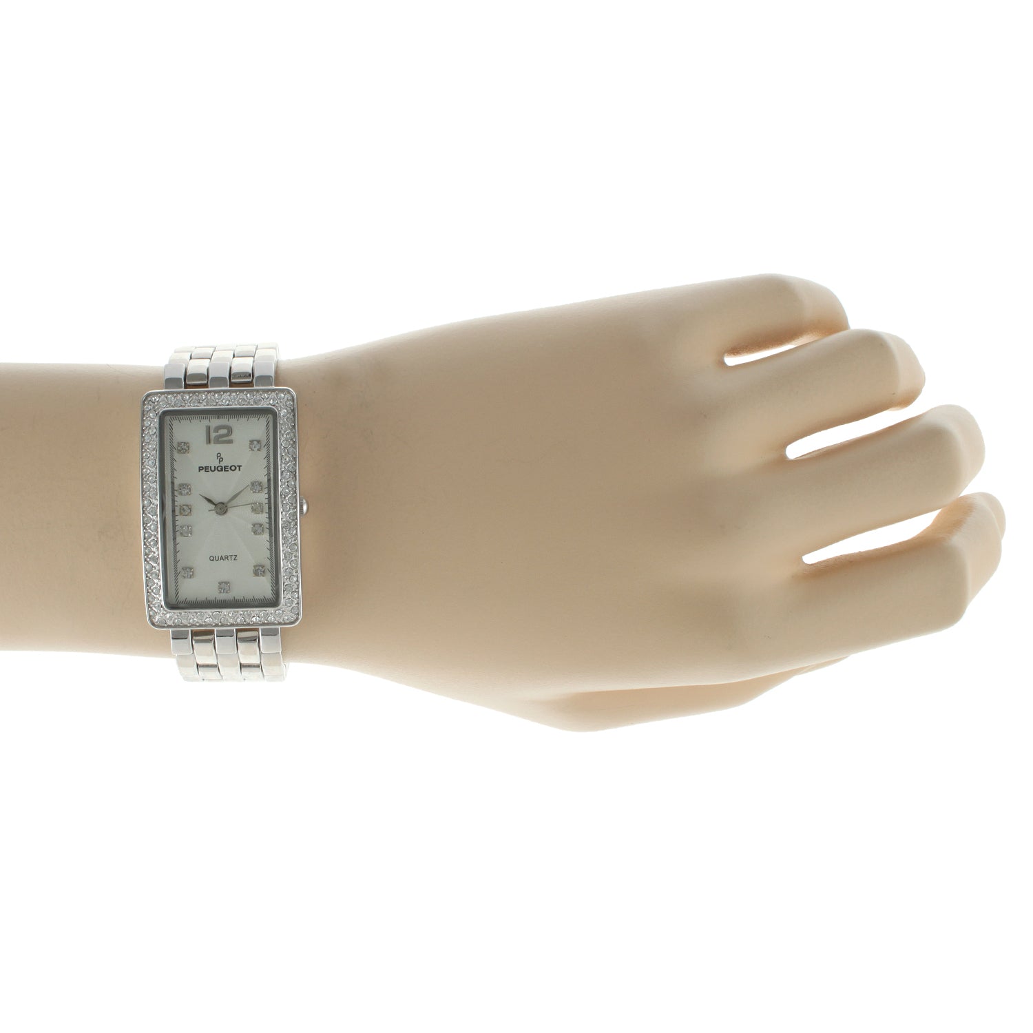 Women's  40x25mm Silver Bracelet Watch with Crystal Bezel Peugeot Watches