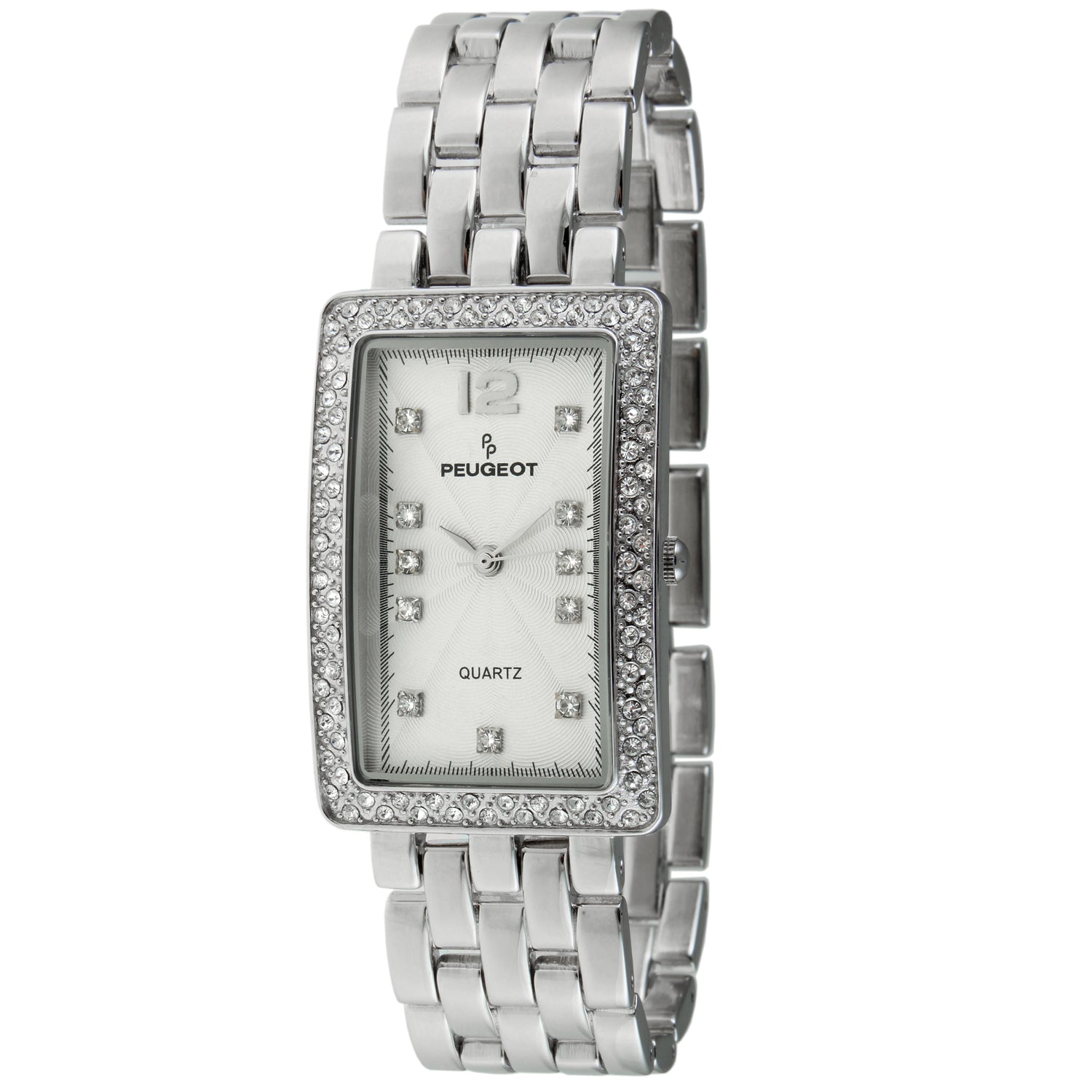 Women's  40x25mm Silver Bracelet Watch with Crystal Bezel Peugeot Watches