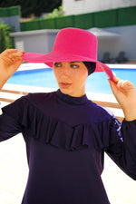 Fuşya Geniş Hasır Şapka 14232 Marina Modest