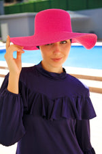 Fuşya Geniş Hasır Şapka 14232 Marina Modest