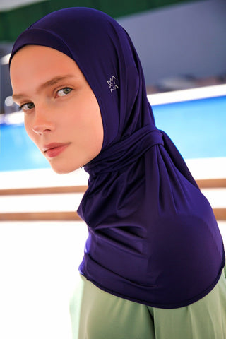 Navy Tied Scarf Bonnet B2397 - By Baano
