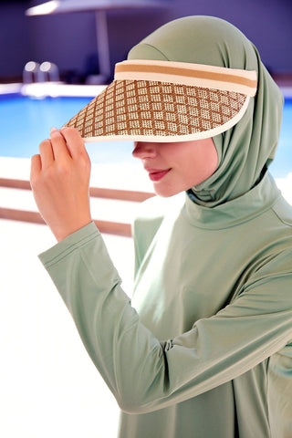 Diamond Patterned Beige Visor Hat 14395 - By Baano