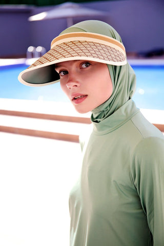 Diamond Patterned Beige Visor Hat 14395 - By Baano