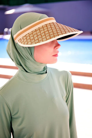Diamond Patterned Beige Visor Hat 14395 - By Baano