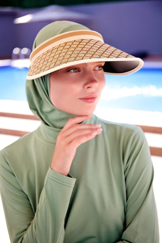 Diamond Patterned Beige Visor Hat 14395 - By Baano
