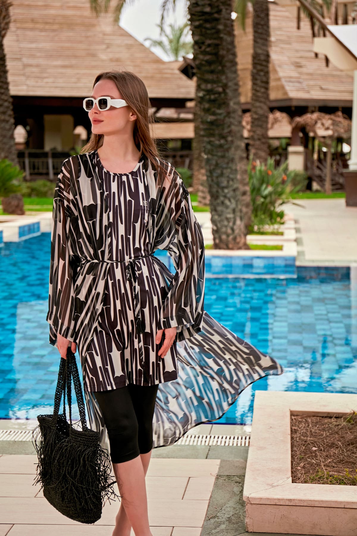 Lycra Black Half Coverage Swimsuit M2450 Marina Modest