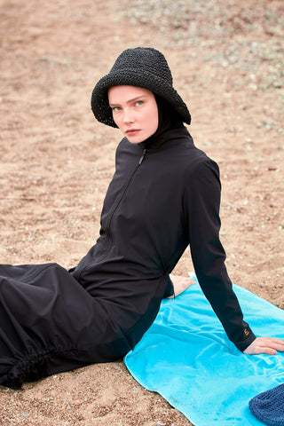 Woven Black Burkini Modest Swimwear M2415 - By Baano