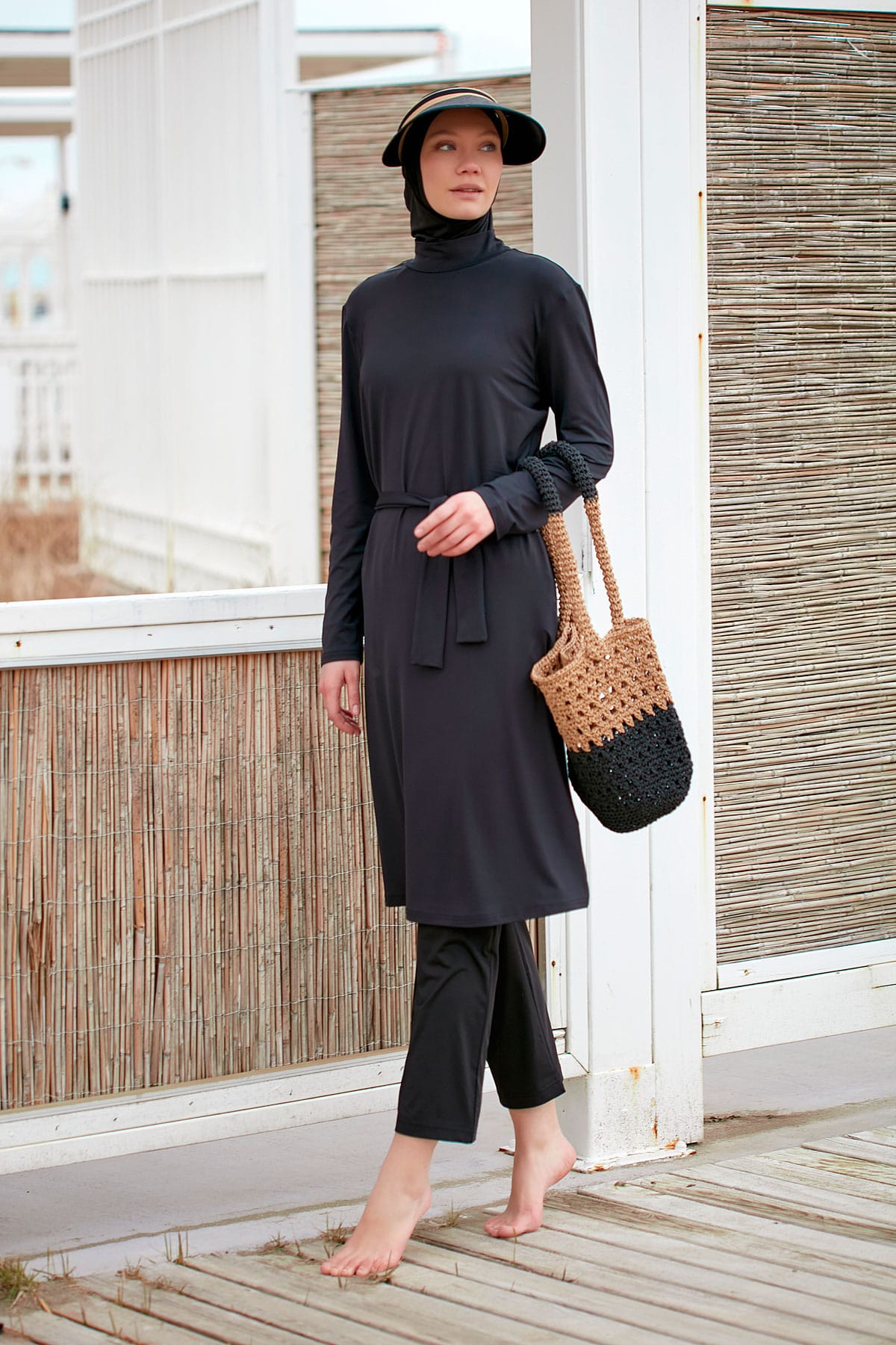 Lycra Black Burkini Modest Swimwear M2461 - By Baano