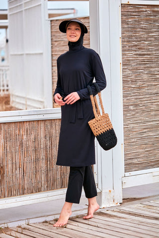 Lycra Black Burkini Modest Swimwear M2461 - By Baano