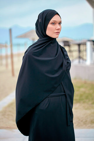 Black Woven Practical Shawl Cap B2403 - By Baano