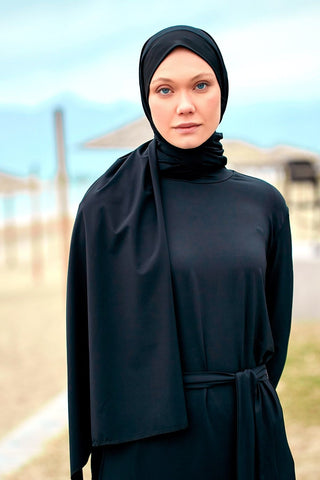 Black Woven Practical Shawl Cap B2403 - By Baano
